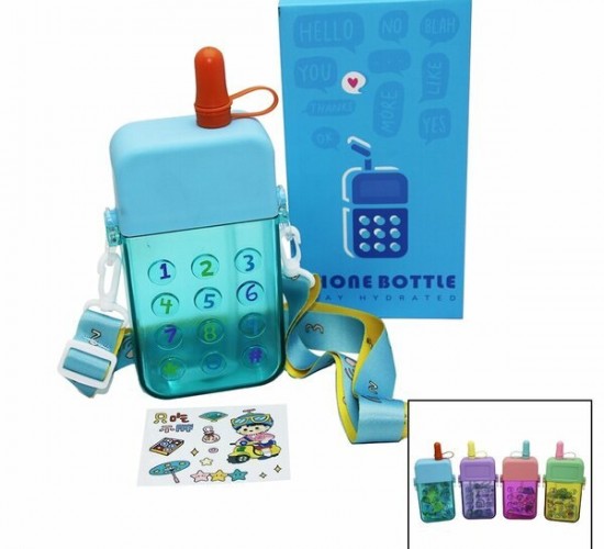 PHONE BOTTLE CLKN-2035 ( TELEFON MODELİ ) RENKLİ MİKA KRİSTAL SULUK MATARA PİPETLİ & VİDALI KAPAK & ASKILI 300ML*60                     qwe012