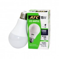ATC-LW-15W ( 15W=90W ) ( E27 ) ( BEYAZ=6500K ) LED AMPUL LAMBA ( 1200 LÜMEN ) ( IP20 ) ( 15.000 SAAT ÖMÜR )*10X10 ATC-LW-15W ( 15W=90W ) ( E27 ) ( BEYAZ=6500K ) LED AMPUL LAMBA ( 1200 LÜMEN ) ( IP20 ) ( 15.000 SAAT ÖMÜR )*10X10