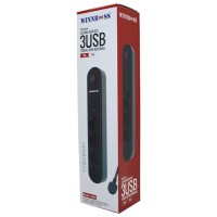 WINNBOSS-3402 TERMAL AKIM KORUMALI ( 4LÜ PRİZ ) ( 3X USB ) ( 2MT ) ( ANAHTARLI ) UZATMA KABLO SİYAH ( 10A & 2500W )*40