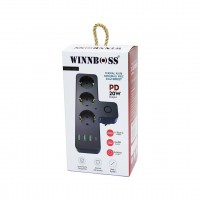 WINNBOSS-3397 SİYAH TERMAL AKIM KORUMALI  ( 3XPRİZ ) ( 3XUSB ) (1XTYPE-C) DUVAR TİPİ PRİZ*36