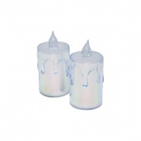 SMOKELESS CANDLES ENF-514 (BÜYÜK BOY= ÇAP:3.5CM & Y: 5.8CM) (DAMLALI AKAN MUM MODELİ) (PİLLİ) LED MUM (MİKA KRİSTAL PLASTİK)*24X25
