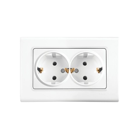 VİKO ( 9140 0056 ) LİNNERA S  2Lİ TOPRAKLI PRİZ ( BEYAZ ) ( ÇERÇEVELİ )*10X6
