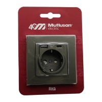 MUTLUSAN RİTA-2220 629 0286 ( BLİSTERLİ & KARTLI ) ( ANTRASİT & USB + TYPE-C ' Lİ TOPRAKLI PRİZ ) ÇERÇEVELİ*8X1