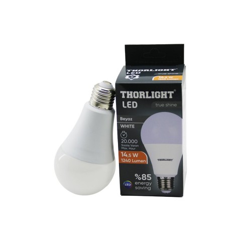 THORLIGHT T-15B ( 14.5W ) ( E27 ) ( BEYAZ ) LED AMPUL ( 1240 LUMEN & 2835 SMD LED & 6500K & 20.000 SAAT ÖMÜR )*10X6