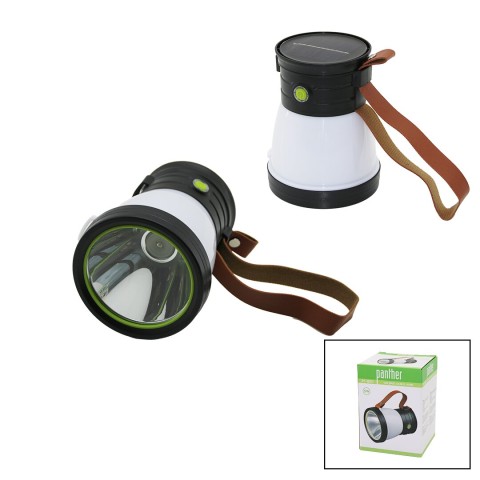 PANTHER PT-8151 (2İN1) (5W+360°SMD) EL FENERİ (SOLAR& USB ŞARJ) (POWERBANK)(500LM)(IŞIK AYARI)(FLAŞÖR)(SUNİ DERİ KULP)*72
