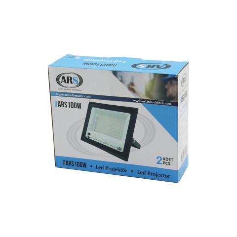 ARS KOD-344046 MODEL-ARS100W ( 2PCS ) ( 100W ) LED PROJEKTÖR ( 19X15.5CM) (AYDINLATMA AÇISI: 120°) (50.000 SAAT ÖMÜR)*10