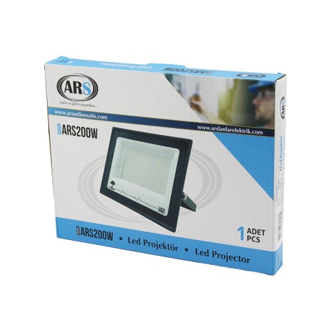 ARS KOD-346297 MODEL-ARS200W ( TEKLİ ) ( 200W ) LED PROJEKTÖR ( 29X22CM) (AYDINLATMA AÇISI: 120°) (50.000 SAAT ÖMÜR)*10