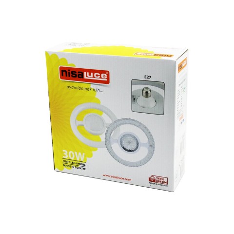NİSALUCE EAMP-059/KB ( MİKA KRİSTAL PLASTİK CAM ) ( SİMİT MODEL ) LED AMPUL ( 30W ) ( E27 ) ( BEYAZ=6500K ) ( 2700 LUMEN )*24