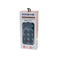 WINNBOSS-3421 TERMAL AKIM & KISA DEVRE KORUMALI (6LI PRİZ) (2+2 USB-TYPE-C) (2MT) (ANAHTARLI) UZATMA KABLO (16A & 4000W)*30