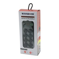 WINNBOSS-3422 TERMAL AKIM & KISA DEVRE KORUMALI (8Lİ PRİZ) (2+2 USB-TYPE-C) (2MT) (ANAHTARLI) UZATMA KABLO (16A & 4000W)*30