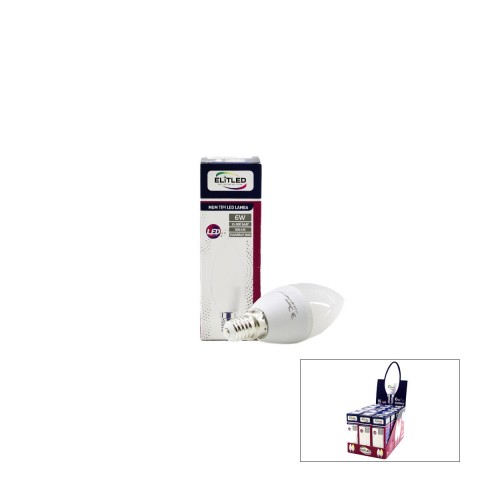ELİTLED EL-08-Y1 ( 6W=43W ) ( E14 ) ( MUM TİPİ ) (BEYAZ) LED AMPUL LAMBA (600 LÜMEN) (6500K) (15.000 SAAT ÖMÜR) (PVC GÖVDE)*15X7
