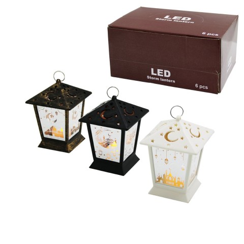 LED STORM LANTERN SDR-LM-006 ( KARE KUBBE ) ( PİLLİ ) RAMAZAN LED IŞIK ( MİX RENKLİ & PLASTİK )*6X20