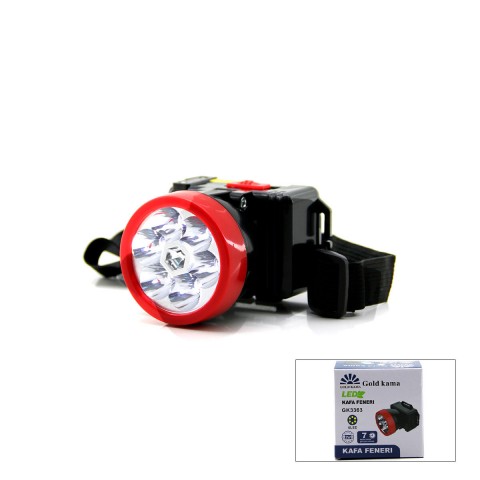 GOLD KAMA-3363 ( ŞARJLI ) ( 2W ) KAFA LAMBASI FENER 6 LED ( FİŞ ŞARJLI ) ( KADEME IŞIK AYARI )*120