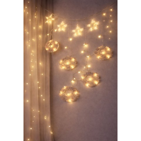 WINNBOSS EKL-09-04 ( 3MT ) ( FİŞLİ & EKLEMELİ ) RAMAZAN DEKOR LAMBA & PERDE LED ( SARI BEYAZ YUVARLAK CAMİ & YILDIZ )*50