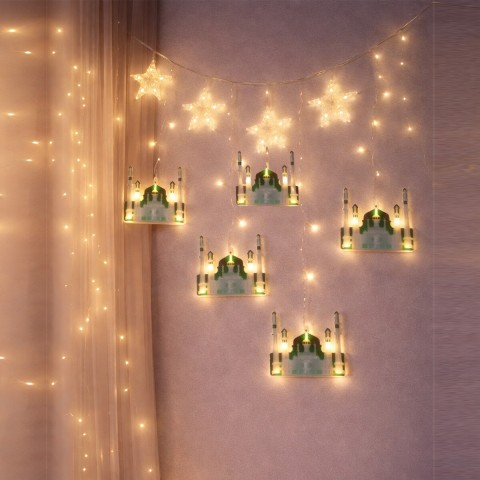 WINNBOSS EKL-09-05 ( 3MT ) ( FİŞLİ & EKLEMELİ ) RAMAZAN DEKOR LAMBA & PERDE LED ( YEŞİL CAMİ & YILDIZ )*50