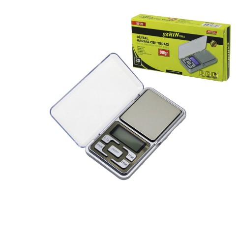 ŞAHİN TOOLS ŞHT-353 (MİNİ=6X12CM) HASSAS TARTI & TERAZİ (200GR/0.01GR) (ŞEFFAF PLS.KAPAKLI & PİLLİ= 2PCS İNCE)*100