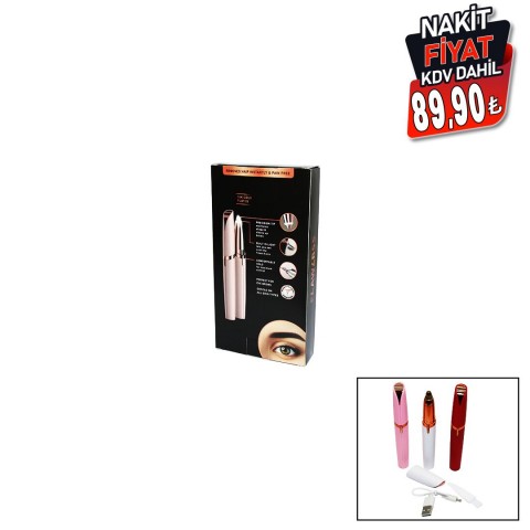 FLAWLBSS K-02 (18K GOLD PLATED) (USB ŞARJLI) (KALEM MODELİ) (KAŞ & BURUN & YANAK KIL) TÜY TEMİZLEME MAKİNESİ ( IŞIKLI )*100                     qwe05