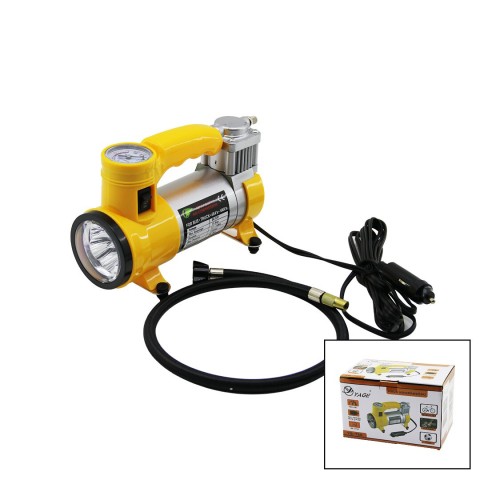 YAGE YG-735 ( FENERLİ ) OTO & ARAÇ HAVA KOMPRESÖRÜ (ÇAKMAKLIK FİŞLİ) ( DC 12V & 15A & 150PSI & 35LPM ) (TOP & BİSİKLET)*20