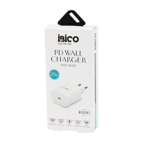 İBİCO İB-2200 ( TYPC-E ) ( BAŞLIK ) ( 25W ) ( HIZLI ) TELEFON ŞARJ BAŞLIK EV ( 5V=3.0A & 9.0V-2.22A )*5X16