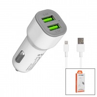 HYTECH HY-X44 ( İPHONE & KABLOLU ) ( OTO & ARAÇ ) ( ÇAKMAKLIK ŞARJ BAŞLIK SET ) ( DUAL-PORT ) ( 3A & 15.5W ) ( 1MT KABLO )*6X10