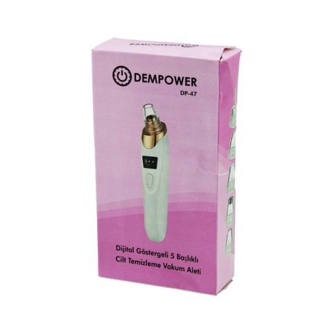 DEMPOWER DP-47 CİLT BAKIM ALETİ (VAKUM) (AKNE& GÖZENEK& SİYAH NOKTA TEMİZLEME) (USB ŞARJ & 5BAŞLIK) (DİJİTAL G.& 3KADEME HIZ)*100