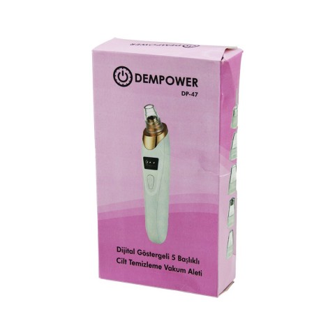 DEMPOWER DP-47 CİLT BAKIM ALETİ (VAKUM) (AKNE& GÖZENEK& SİYAH NOKTA TEMİZLEME) (USB ŞARJ & 5BAŞLIK) (DİJİTAL G.& 3KADEME HIZ)*100