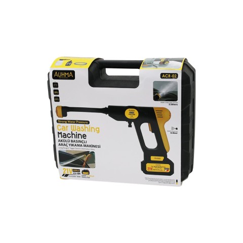 AUHMA ACR-02 OTO & ARAÇ YIKAMA MAKİNESİ ( ŞARJLI & YEDEK BATARYALI ) (180W & 19000 RPM) (13000 mAh & 21V) (5MT HORTUM)(0.8bar)*10
