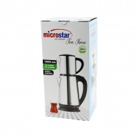 MİCROSTAR ( ELEKTRİKLİ ) ( ÇELİK ) ÇAY MAKİNESİ ( ÇAYCI SET ) ( 1.8LT SU ISITICI+ 0.8LT DEMLİK ) ( 1800W ) ( 360° GÖVDE )*6