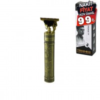 VINTAGE T9 ( T BIÇAK ) ( BASKILI PLASTİK GÖVDE ) ( ENSE ÇİZİM & SAÇ SAKAL KESME ) TRAŞ MAKİNESİ ( USB ŞARJLI )*100