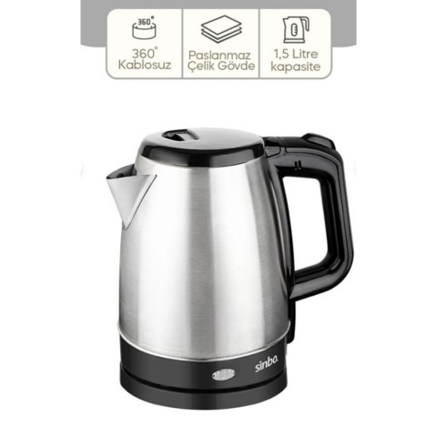 SİNBO SK-8015 ( ÇELİK ) KETTLE 1.7LT ( GİZLİ REZİSTANS & KABLOSUZ )*8