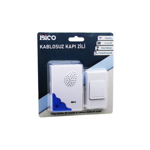 İBİCO İ11-013 ( WİRELES KABLOSUZ ) KAPI ZİLİ ( PİLLİ ) ( 16 FARKLI MELODİ ) ( 50MT ÇEKİM ALANI ) ( PİL = 2AA & DÜĞME = 23A )*50