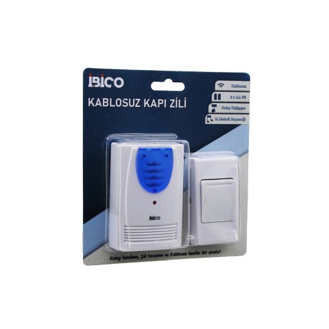 İBİCO İ11-015 ( WİRELES KABLOSUZ ) KAPI ZİLİ ( PİLLİ ) ( 16 FARKLI MELODİ ) ( 50MT ÇEKİM ALANI ) ( PİL = 2AA & DÜĞME = 23A )*50