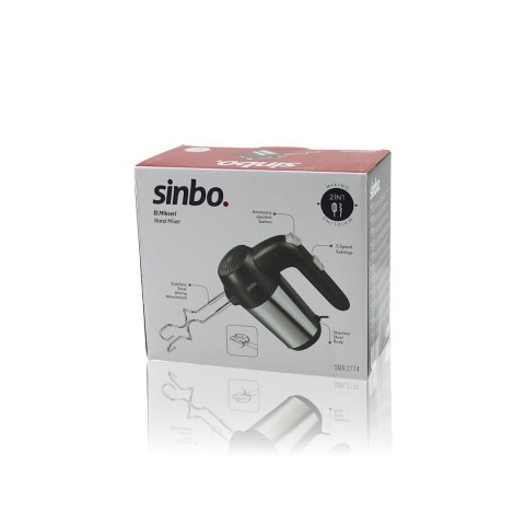 SİNBO SMX-2774 EL MİKSERİ ( 2İN1= KARIŞITMA & ÇIRPMA APARATI ) ( 5 KADEME HIZ AYARI )( PASLANMAZ ÇELİK GÖVDE ) 200W*8