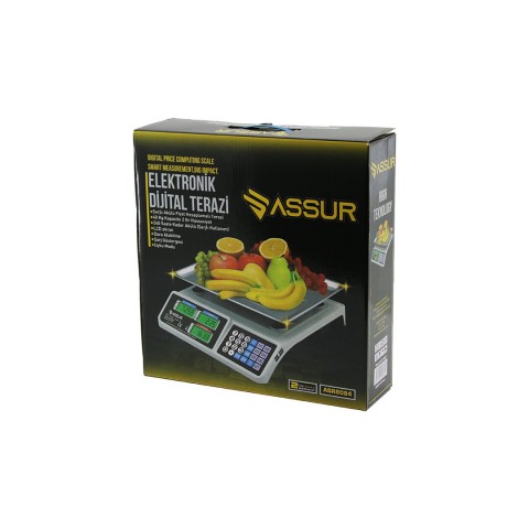 ASSUR ASR-8084 ACS-809T ( BÜYÜK ) DİJİTAL KARPUZ TERAZİ TARTI ( 40KG/2GR ) ( 7 FİYAT HAFIZASI ) ( FİŞ ŞARJLI )*5