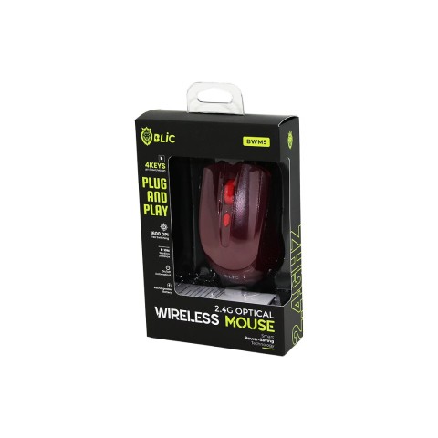 BLİC BWM-5 ( BORDO ) KABLOSUZ MOUSE ( 2.4G ) ( 8-10M DİSTANCE ) ( WİRELESS & KABLOSUZ ) (1600DPI) ( OYUN FARE )*100