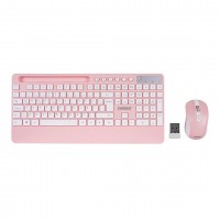 EVEREST KM-9676 ( BEYAZ - PEMBE ) ( KABLOSUZ ) KLAVYE & MOUSE SETİ ( TABLET & TELEFON STANDLI ) ( Q KALVYE )*10