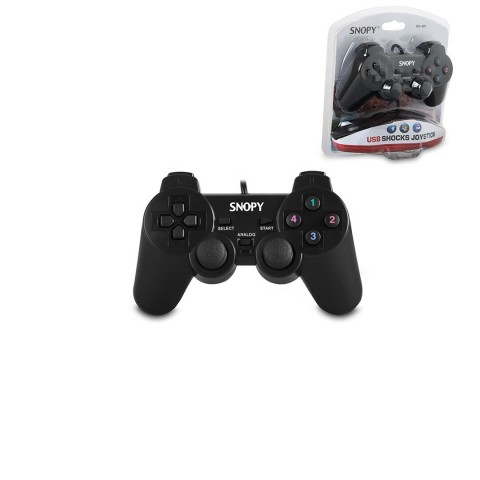 SNOPY SG-401 PS3 SİYAH OYUN KOLU ANALOG ( TİTREŞİMLİ ) ( USB KABLO ) ( 15 TUŞ & 2 ANALOG & 8 YÖN TETİKLEYİCİ ) ( 1.8MT KABLO )*50
