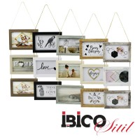 İBİCO İ12-038 ( 3LÜ & MİX AHŞAP RENKLER & TEK RENK ÇERÇEVE  & İPLİ & AİLE FOTOLUK ) AHŞAP RESİM ÇERÇEVESİ ( 6