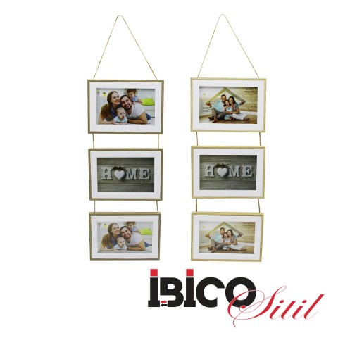 İBİCO İ12-039 ( 3LÜ & LÜX BAMBU & ÇİFT RENK ÇERÇEVE & İPLİ & AİLE FOTOLUK ) AHŞAP RESİM ÇERÇEVESİ ( 6