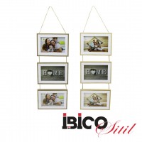 İBİCO İ12-039 ( 3LÜ & LÜX BAMBU & ÇİFT RENK ÇERÇEVE & İPLİ & AİLE FOTOLUK ) AHŞAP RESİM ÇERÇEVESİ ( 6