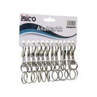 İBİCO İ12-002 ( GÜMÜŞ ) ( KLASİK ( ? ) MODEL ) ( METAL ) ANAHTARLIK ( YUVARLAK TEK HALKALI ) ( KEMER GEÇMELİ )*12X100