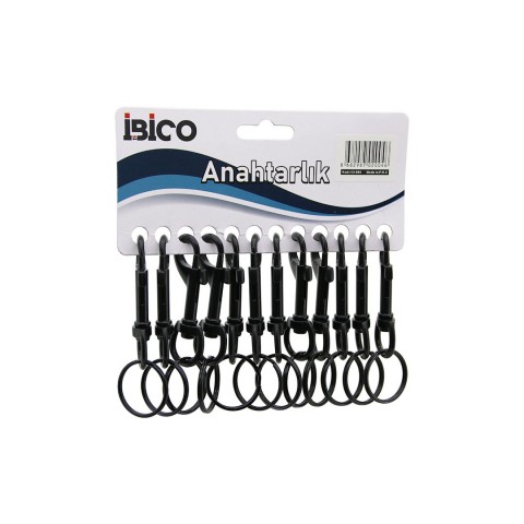 İBİCO İ12-004 ( YUVARLAK HALKALIK ) ( SİYAH ) (KLASİK) ( METAL ) ANAHTARLIK ( KEMER GEÇMELİ )*12X100