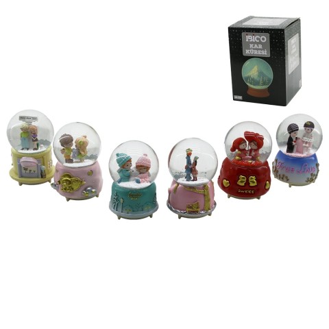 İBİCO İ12-072 ( BÜYÜK BOY & 10CM ) ( PİLLİ & IŞIKLI ) ( MÜZİKLİ ) KAR KÜRESİ CAM ( İNSAN FİGÜRLÜ & DESEN MİX ) RENKLİ*24                     qwe02