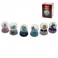 İBİCO İ12-073 ( ORTA BOY & 8CM ) ( PİLLİ & IŞIKLI ) ( MÜZİKLİ ) KAR KÜRESİ CAM ( HAYVAN FİGÜRLÜ & DESEN MİX ) RENKLİ*36                     qwe02