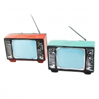 İBİCO İ12-198-B ( TELEVİZON ) VİNTAGE DEKORATİF BİBLO & KUMARABA RENKLİ ( 17X11X10.5CM ) ( REÇİNE )*48