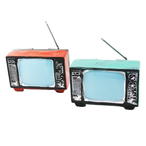 İBİCO İ12-198-B ( TELEVİZON ) VİNTAGE DEKORATİF BİBLO & KUMARABA RENKLİ ( 17X11X10.5CM ) ( REÇİNE )*48