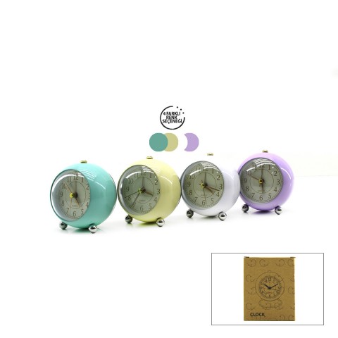 TWIN BELL ALARM CLOCK BGC-21 YUVARLAK MASA ÇALAR SAAT ( METAL KASA RENKLİ ) ( PİLLİ & IŞIKLI ) ( ÇAP: 8CM )*100