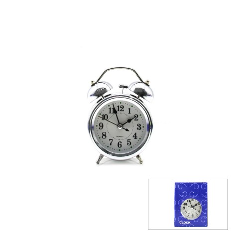 TWIN BELL ALARM CLOCK BGC-20 YUVARLAK MASA ÇALAR SAAT ( METAL KASA KROM ) ( PİLLİ & IŞIKLI ) ( ÇAP: 8.CM )*100