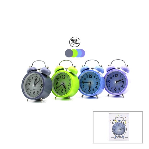 HUARI BGC-24 M01 YUVARLAK MASA ÇALAR SAAT ( PLASTİK KASA RENKLİ ) ( PİLLİ & IŞIKLI ) ( ÇAP: 9CM )*100