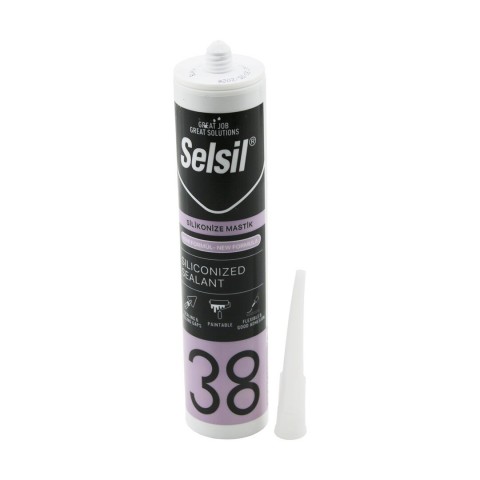 SELSİL-38  KOD-3041 ( SİYAH ) ( MASTİK ) SİLİKONİZE AKRİLİK ( YENİ FORMÜL ) ( 500GR )*25=K